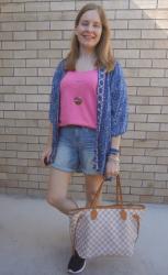 Denim Shorts, Pink Tees and Blue Kimonos With Louis Vuitton Neverfull: Weekday Wear Linkup