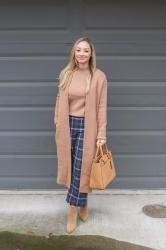 Winter Style: Duster Coatigan + Sweater Shell Set + Plaid Pants