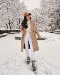 Winter White + Camel Coat 2 Ways