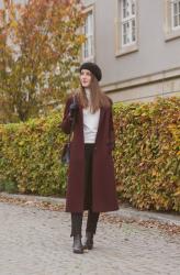 Long burgundy coat