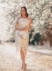 Ivory Lace Dress in an Almond Orchard