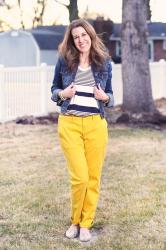 Thursday Fashion Files Link Up #294 – Colored Pants for the Win in this Dreary Weather!