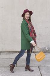 The green color in a fall outfit