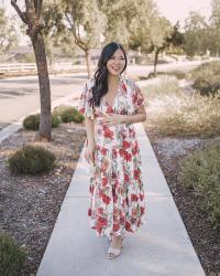 Red & Orange Floral Maxi Dress