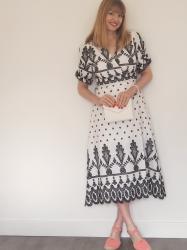 Honeymoon Wardrobe Addition: White and Black Broderie Midi