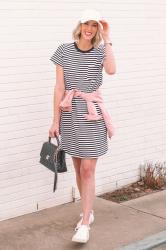 $10 Striped T-Shirt Dress 6 Ways in All Seasons