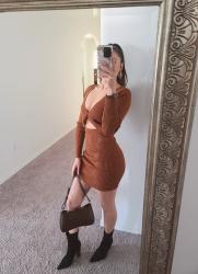 Caramel Bodycon Knit Dress 