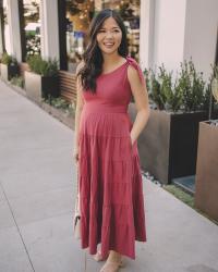 Dark Pink Tie Strap Dress