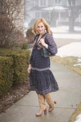 Midi Dress Magic with Embroidery and Polka Dots