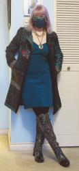 Teal Suede Dress, Copper and Brocade
