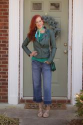 Turning Heads Linkup -St Patty’s Day Green Outfit with Neck Scarf