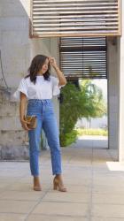 Versatile White T-shirt with Ruffle Sleeves