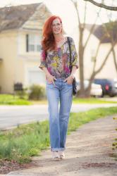 Spring Fashion- Light Denim With Floral Top