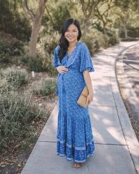 A Bump-Friendly Blue Boho Maxi Dress