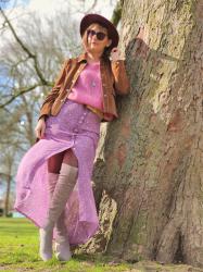 Tendance couleur lilas avec ma jupe longue fleurie !