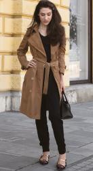 Sweatpants For Work? Why not? Black Sweatpants with Trench Coat Outfit is Office Proof!