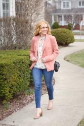 Feeling Rosy in a Double-Breasted Blazer