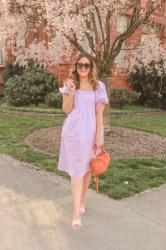 Lovely in Lavender: Romantic Square Neck Spring Dress