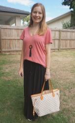 Pink Tees, Maxi Skirts, and Louis Vuitton Bags