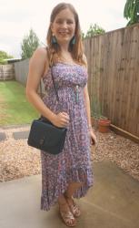 Printed Dresses And Rebecca Minkoff Love Too Teal Crossbody Bag: Weekday Wear Link up 