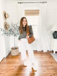 4 ways to style white wide leg pants.