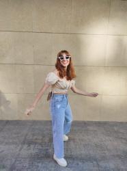 Crop top y wide leg jeans