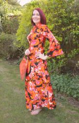 Orange Print Vintage Maxi Dress + Style With a Smile Link Up