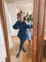 Fredag, jeansklänning, knut och date