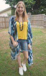 Weekday Wear Link Up: Blue Kimonos, Tanks, Denim Shorts, Sneakers and Rebecca Minkoff Bags