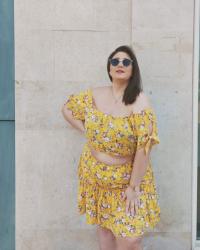 Set floral amarillo para tallas grandes - OOTD SheIn Curve