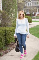 Transitional Dressing with this Beautiful Baby Blue Sweater