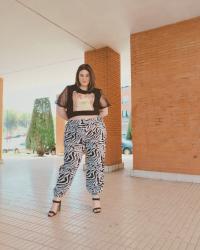 Estampado de cebra y Mangas abombadas -  OOTD Plus size SheIn