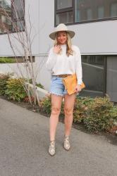 Spring Style: Distressed Denim Shorts + Oversize Sweater