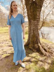 Light Blue Floral Maxi Dress With Light Blue Shoes