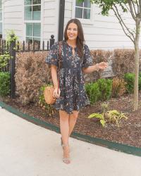 Short Sleeve Floral Print Dress