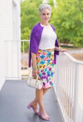 may flowers and floral pencil skirt