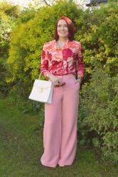 Pastel Pink Wide Leg Trousers and Vintage Shirt + Style With a Smile Link Up
