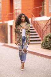 Why I have Been MIA (Camo Jacket + Boyfriend Jeans)