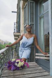 How To Style a Blue Slip Dress in Spring