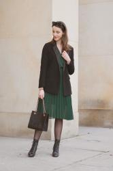 Green pleated dress