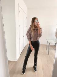 DRESSING DOWN FAUX LEATHER PANTS