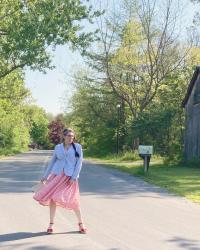 Memorial Day Outfit Idea: Seersucker and Floral & Link Up On the Edge #246