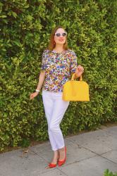 Floral Top and White Jeans