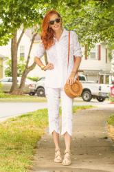 White Shirt with XCVI White Tulip Hem Cargos