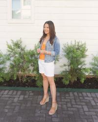White Denim Shorts Outfit
