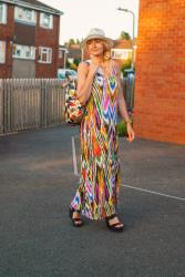 Layering a Rainbow-Explosion Maxi for Summer