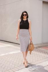 Striped Midi Skirt for Summer
