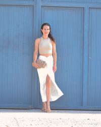 WHITE SKIRT MIDI