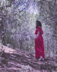 Self portrait photography: woman in a red dress
