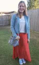 Graphic Tees, Denim Jackets, Maxi Skirts and Converse with Chloe Paraty | Weekday Wear Link Up